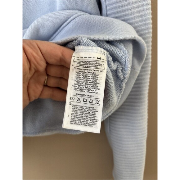 Adidas Women’s Blue Cropped Hoodie Sweatshirt Size Large Pullover O3 - Picture 3 of 7